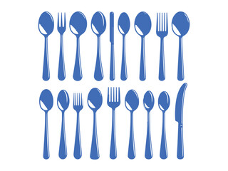 Set of kitchen spoon utensils and knives vector illustration for cooking and dining design