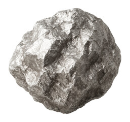 Fototapeta premium Rough metallic asteroid with irregular surface and natural texture on transparent background.
