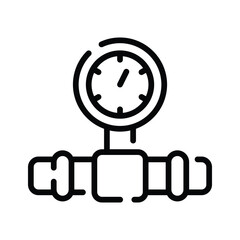Here is a trendy outline icon of pressure meter pipeline