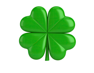 3D plastic style clay clover leaf decorative element isolated on white background
