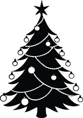 Abstract vector Christmas tree with snowflakes and festive decorations for winter holiday celebration