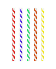 Obraz premium Realistic paper straw mock up template on isolated white background. Flexible bar liquid sucking accessories. Tubes for juice or soda. Vector