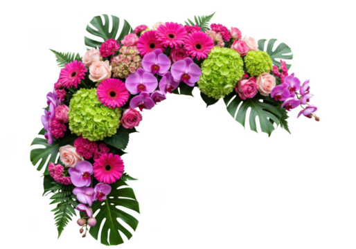 Floral arrangement of flowers isolated on transparent background