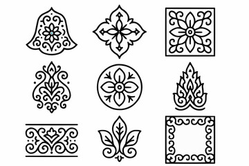 set of floral elements