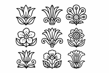 set of flowers icons