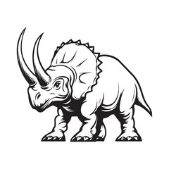 Vector illustration of Triceratops, a three-horned dinosaur with a large body and distinctive head, drawn with realistic details and a dynamic style.