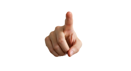 Close-Up Image of a Human Hand Displaying a Gesture with Index Finger Pointing