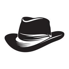 Vector illustration of a black cowboy hat with classic design and realistic details.