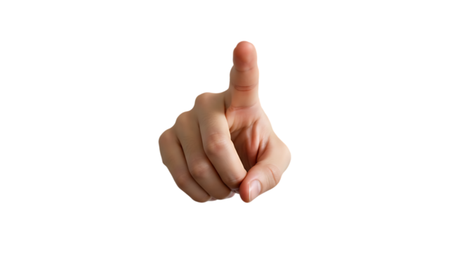 Close-Up Image of a Human Hand Displaying a Gesture with Index Finger Pointing