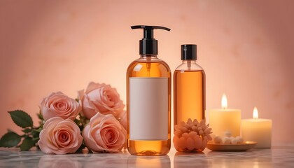 Spa Products with Roses and Candles