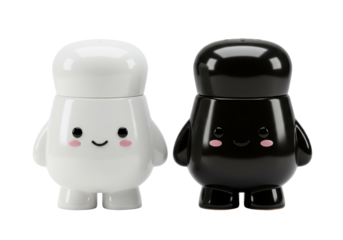 Isolated Cute Black and White Salt and Pepper Shakers
