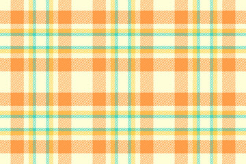 Vibrant pastel plaid pattern in orange, yellow, and teal.  Perfect for textile design, website backgrounds, or crafting projects. This cheerful, seamless texture evokes feelings of warmth and summer.