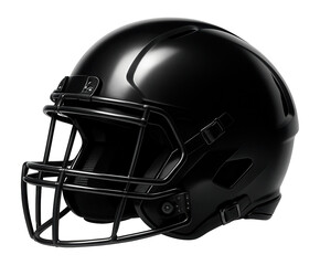 Fototapeta premium Matte black football helmet featuring a sturdy facemask and protective padding on transparent background.