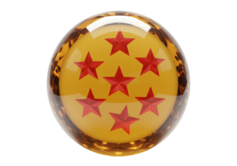 Isolated Glossy Orange Dragon Ball Z Crystal Ball with Red Stars