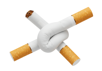 Isolated Cigarettes Tied in a Knot on a White Background