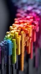 Colorful pixelated blocks cascade