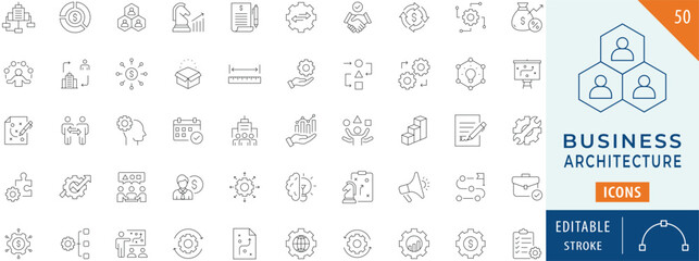 Business Architecture icon collection set. Editable stroke.