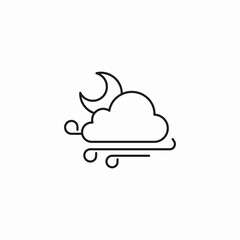 windy cloudy night icon sign vector