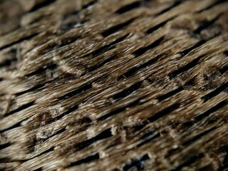 Intricate Weave Macro View of Textured Brown Fabric with Diagonal Pattern and Subtle Highlights.