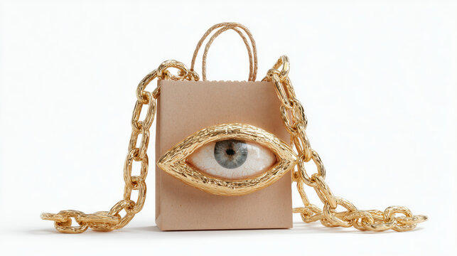 Minimalist handbag with eye for normalized surveillance