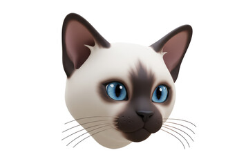 Isolated Siamese Cat Head with Piercing Blue Eyes