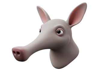 Isolated Cartoon Aardvark Head with Long Snout