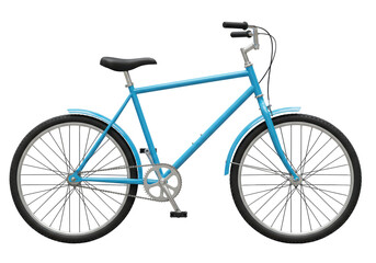 Isolated Blue Bicycle with Classic Design