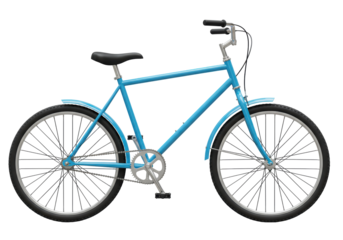 Isolated Blue Bicycle with Classic Design