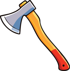 A cartoon illustration of a single axe with a wooden handle, ready for chopping.