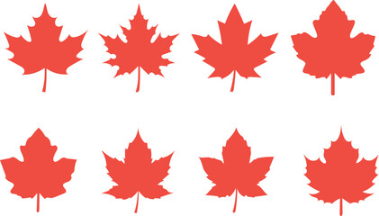 Maple leaf silhouettes, Maple leaf icon, Maple leaf vector illustration