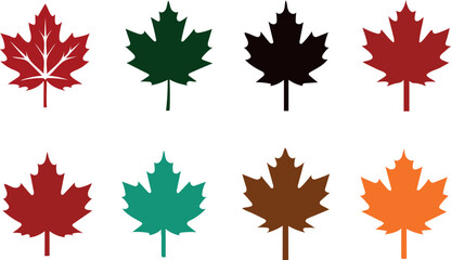 set of maple leaves, Maple leaf silhouettes, Maple leaf icon, Maple leaf vector illustration