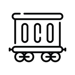 A well designed linear icon of coal cart