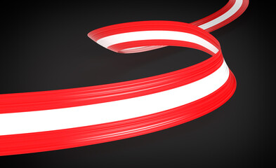 3d Flag Of Austria 3d Shiny Waving Austria Ribbon Flag On Black Background 3d Illustration