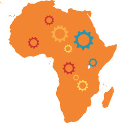 Africa map gears innovation concept orange