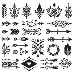 Arrows, floral designs vector elements