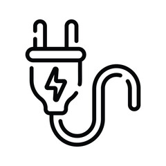 Creatively designed outline icon deciding electric plug
