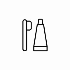 toothbrush and toothpaste icon sign vector