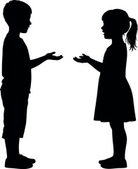 Children silhouette talking