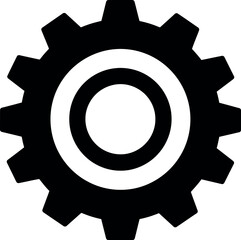 Black gear icon industrial mechanism symbol