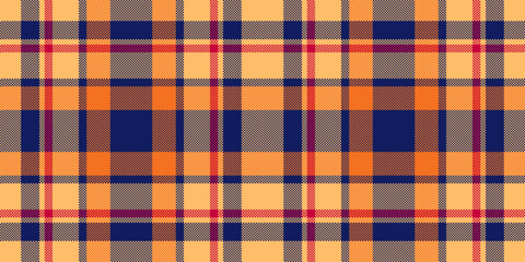 Vibrant autumnal plaid pattern in warm orange, navy, and red hues.  Perfect for fallthemed designs, textile prints, or website backgrounds.