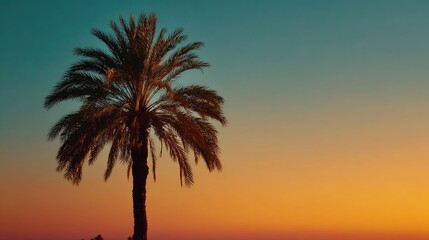 Silhouetted palm tree at sunset (1)
