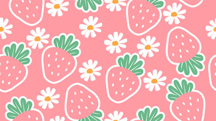 Red strawberry seamless pattern print packaging,fabric,wallpaper,textile,background, flat design cartoon vector illustration