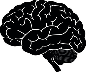 Black brain silhouette medical science and ideas