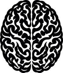 Fototapeta premium Abstract brain silhouette neural network black and white