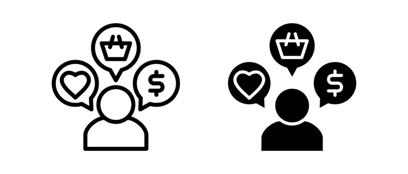Consumer Behavior multiple icon set of two.line and glyph vector illustration