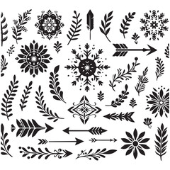 Arrows, floral designs vector elements