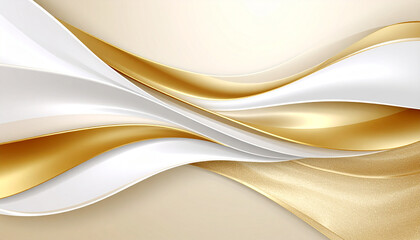 Fototapeta premium Golden Curves Abstract: A captivating abstract design of flowing gold and white curves, representing elegance and fluidity in a contemporary style.