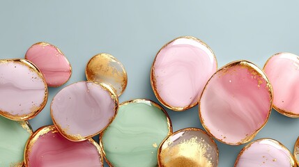 Pastel circles with gold accents