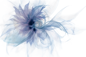 Abstract blue and white flower, digital art