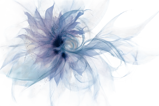 Abstract blue and white flower, digital art
